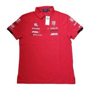 Polo Ralph Lauren Motorsport Racing Size Medium Classic Slim Fit Red Polo Shirt